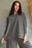 Arbi Needlecord Fold Hem Top Earth